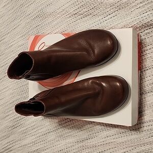 Brown leather ankle boots